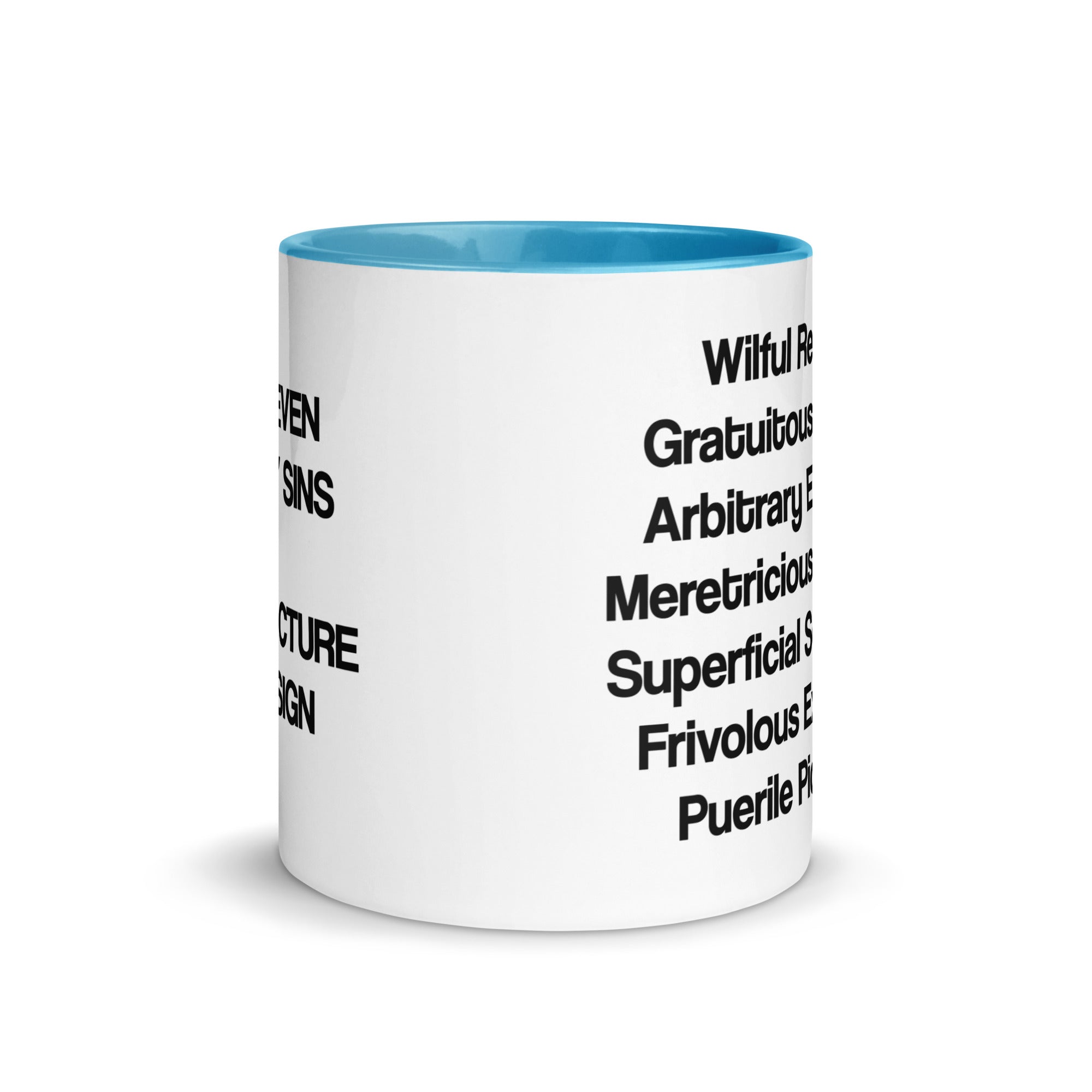 The Seven Deadly Sins of Architecture & Design Different Coloured Mugs