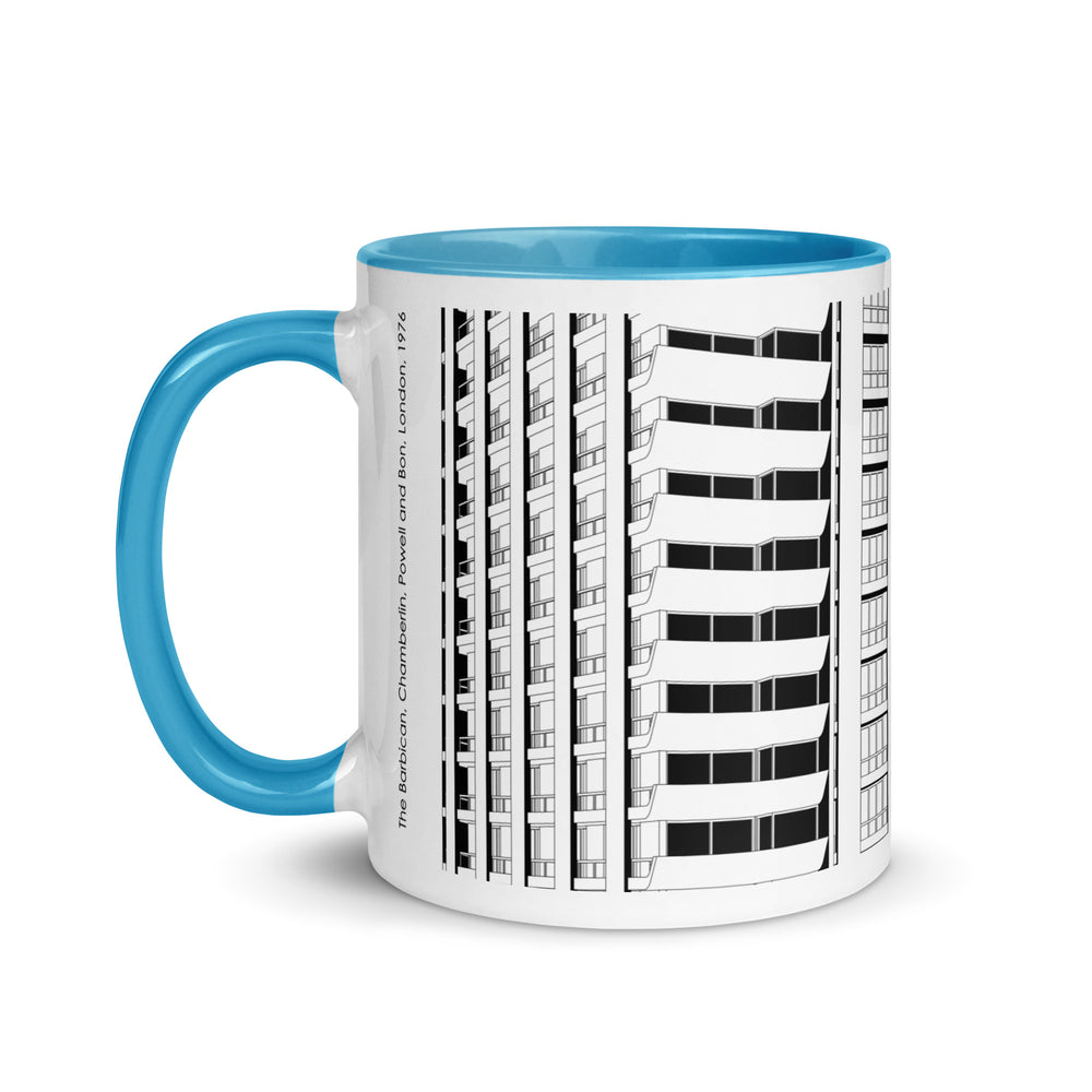 Barbican Towers Different Coloured Mugs