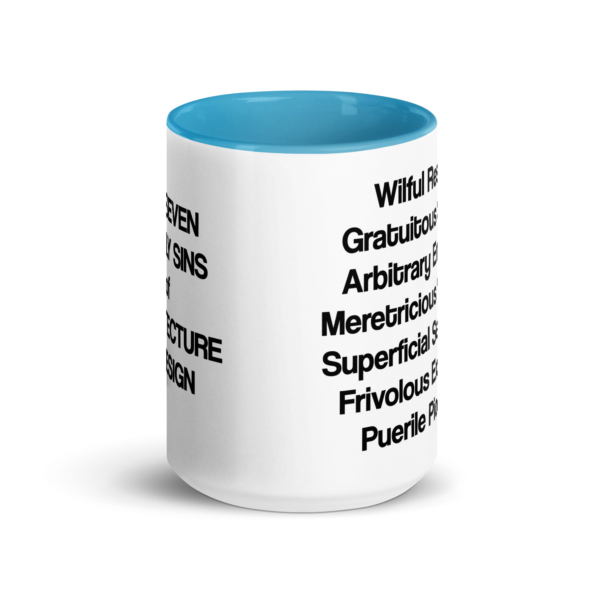 The Seven Deadly Sins of Architecture & Design Different Coloured Mugs