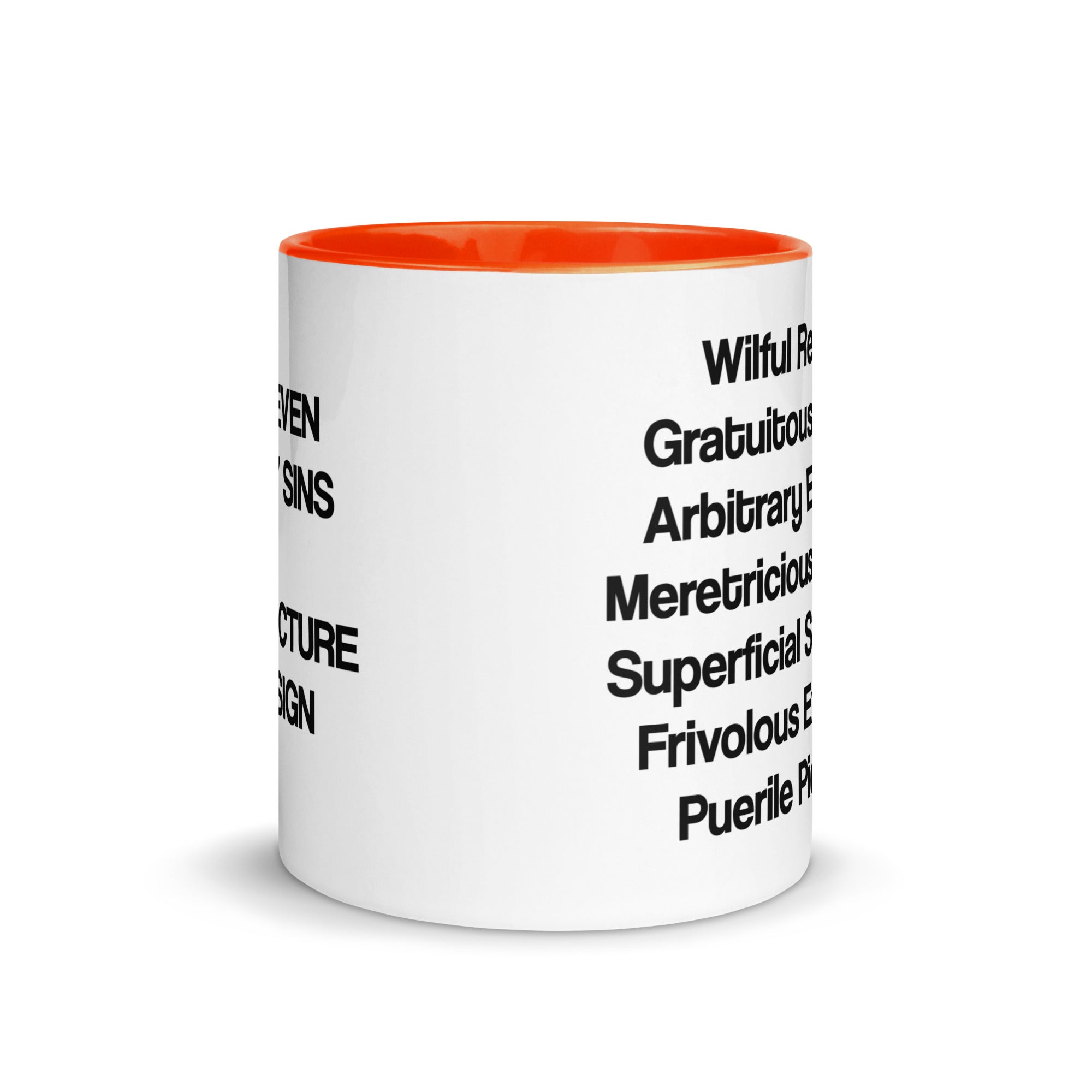 The Seven Deadly Sins of Architecture & Design Different Coloured Mugs