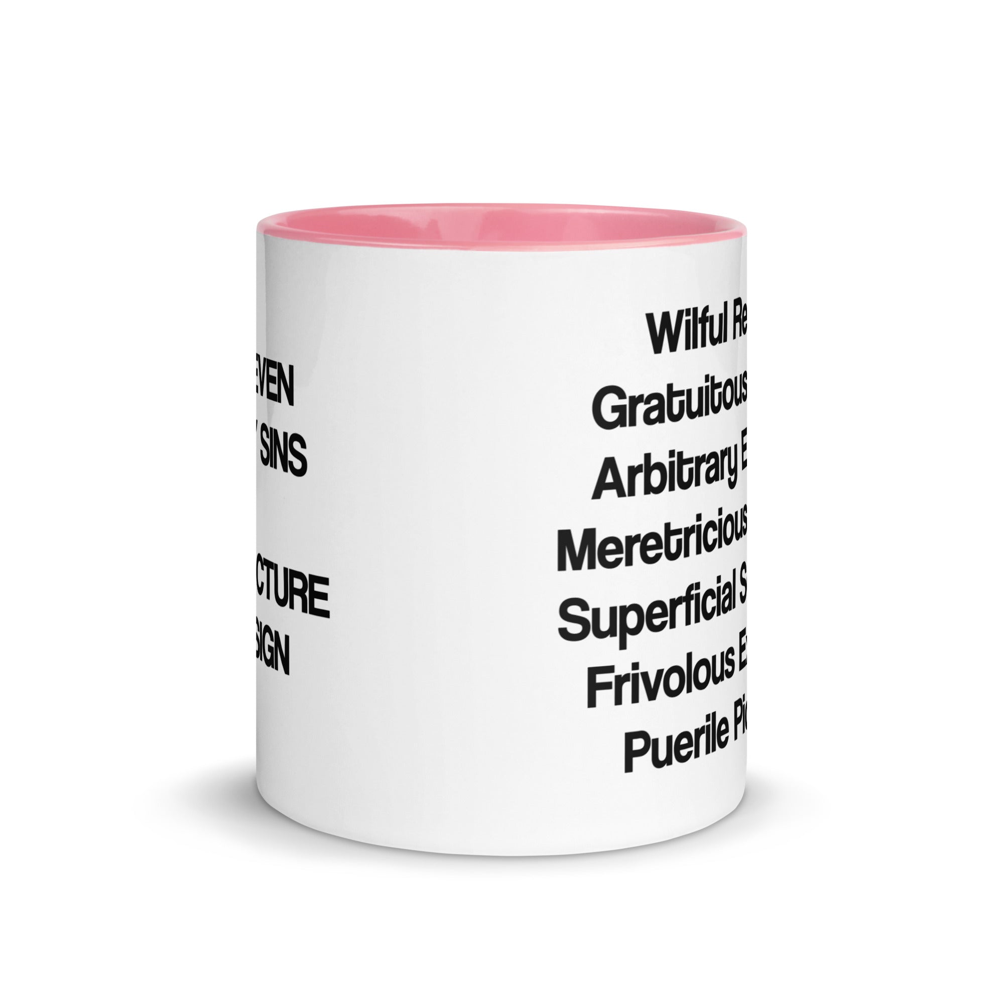 The Seven Deadly Sins of Architecture & Design Different Coloured Mugs