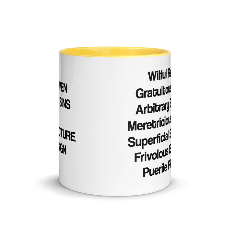 The Seven Deadly Sins of Architecture & Design Different Coloured Mugs