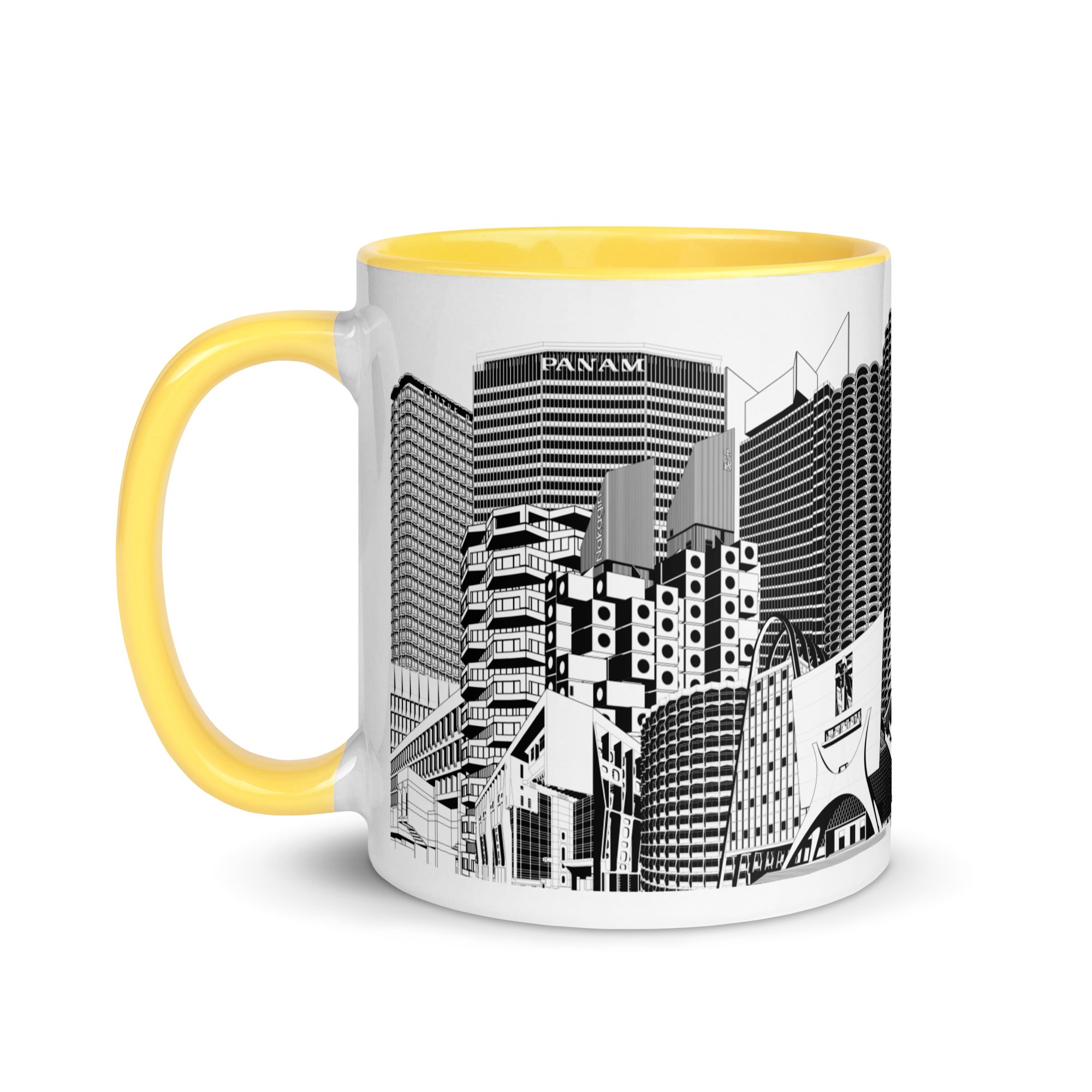 Brutalist Architecture Different Coloured Mugs