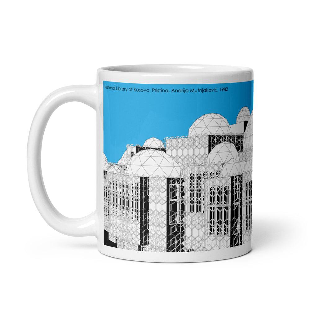 National Library of Kosovo Blue Mugs