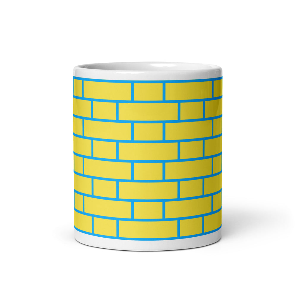 Flemish Bond Brick Hatch Blue & Yellow Mugs