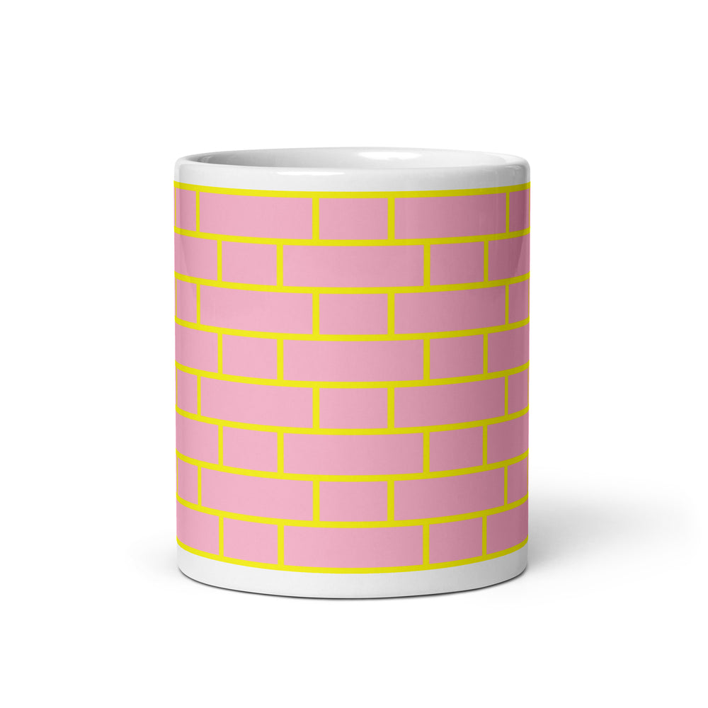 Flemish Bond Brick Hatch Pink & Yellow Mugs