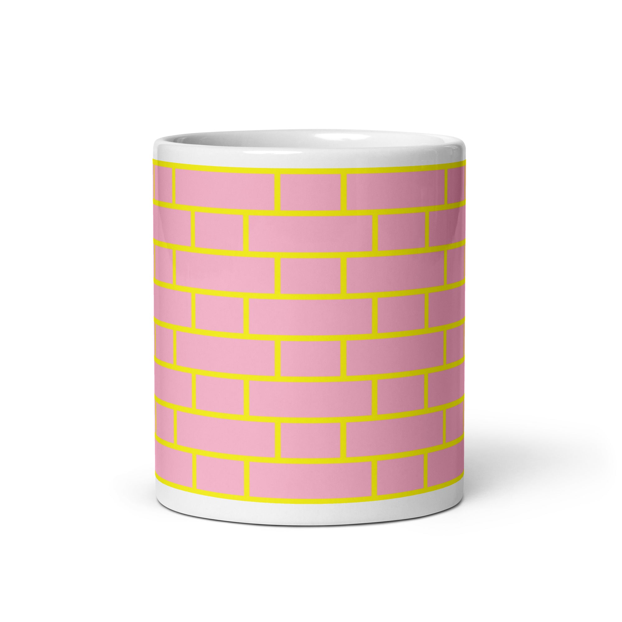 Flemish Bond Pink & Yellow Hatch Mugs