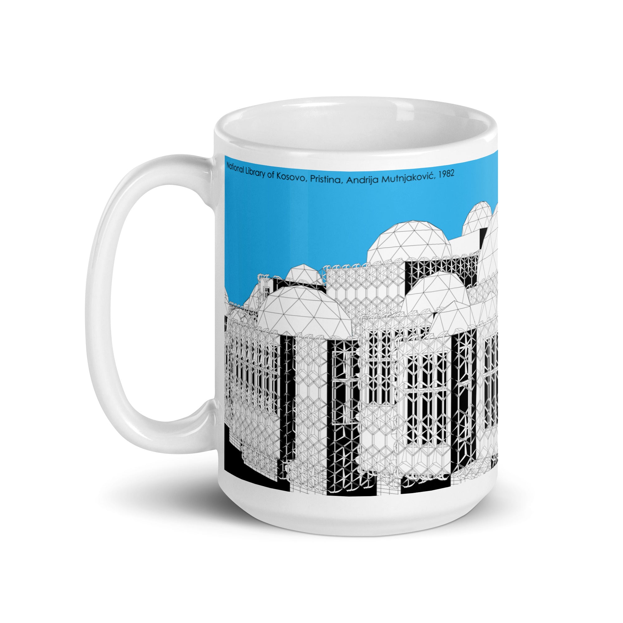 National Library of Kosovo Blue Mugs