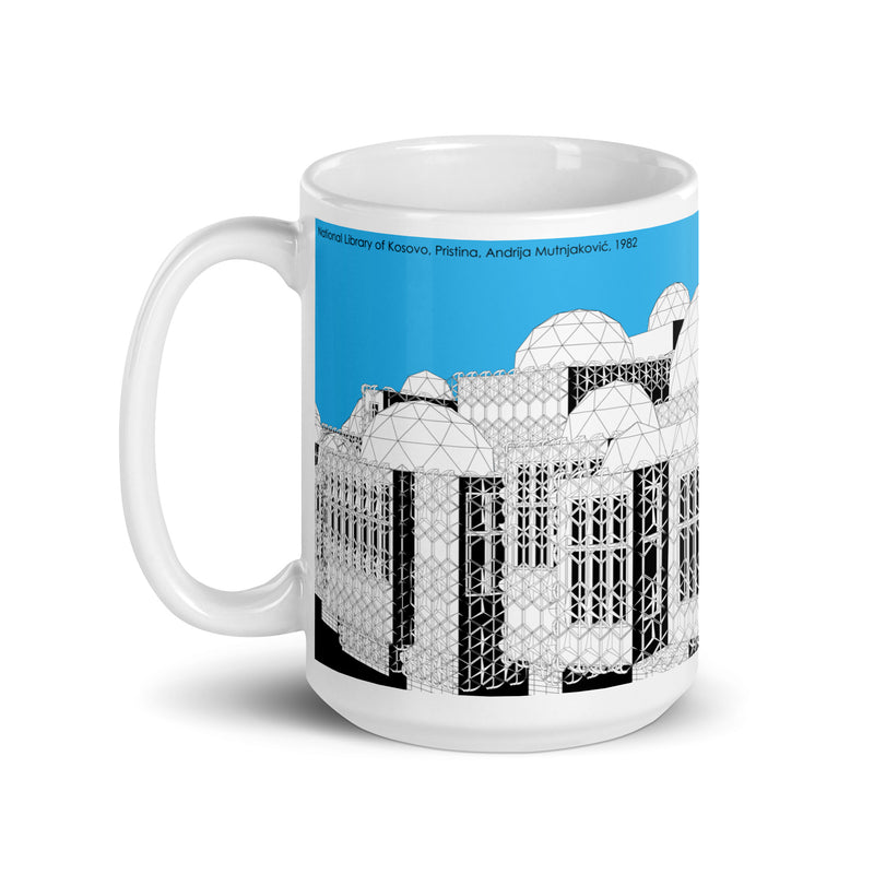 National Library of Kosovo Blue Mugs