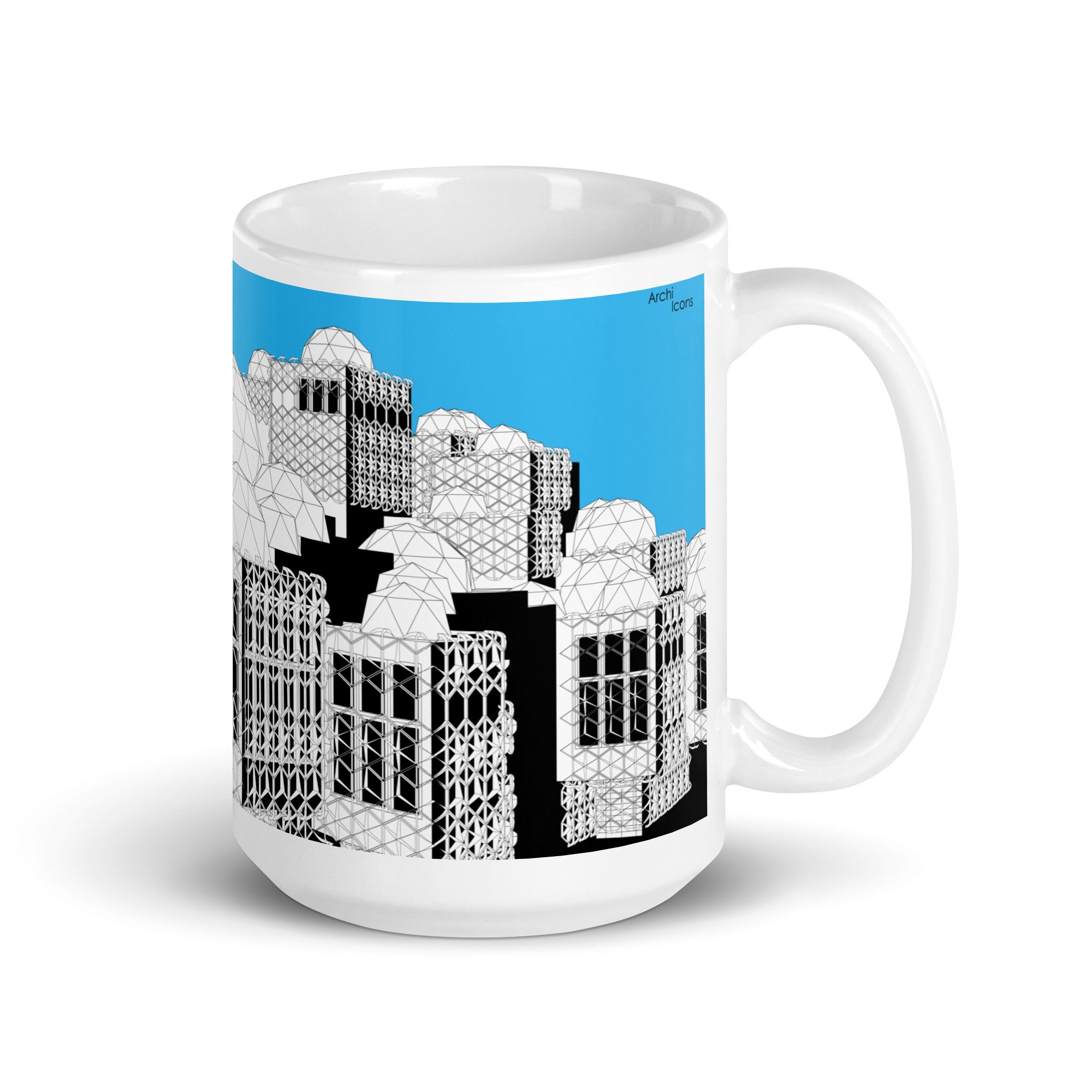 National Library of Kosovo Blue Mugs