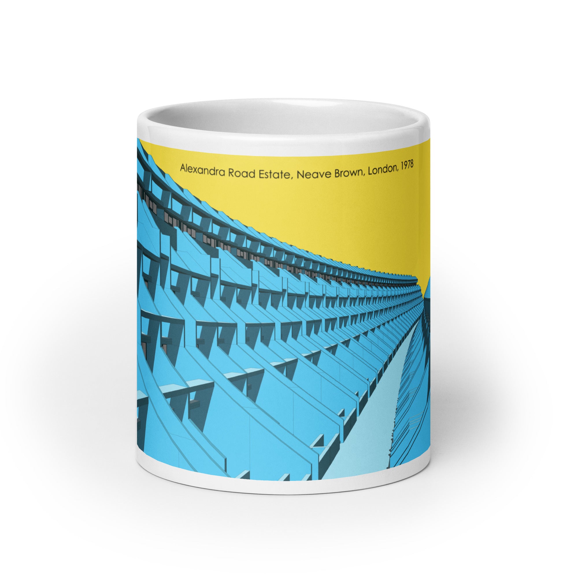 Alexandra Road Estate Blue & Yellow Mugs