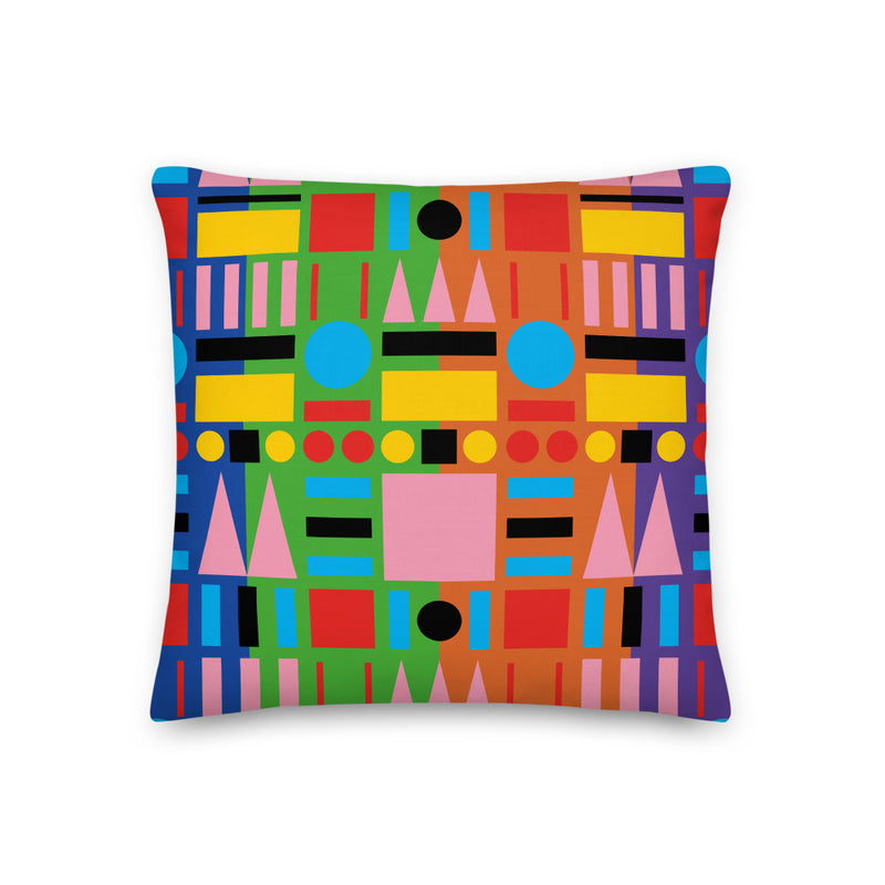 Multi-colour patterned cushion inspired by the Hammersmith & City Line, form a series of patterns celebrating the London Underground designed by Adam Nathaniel Furman
