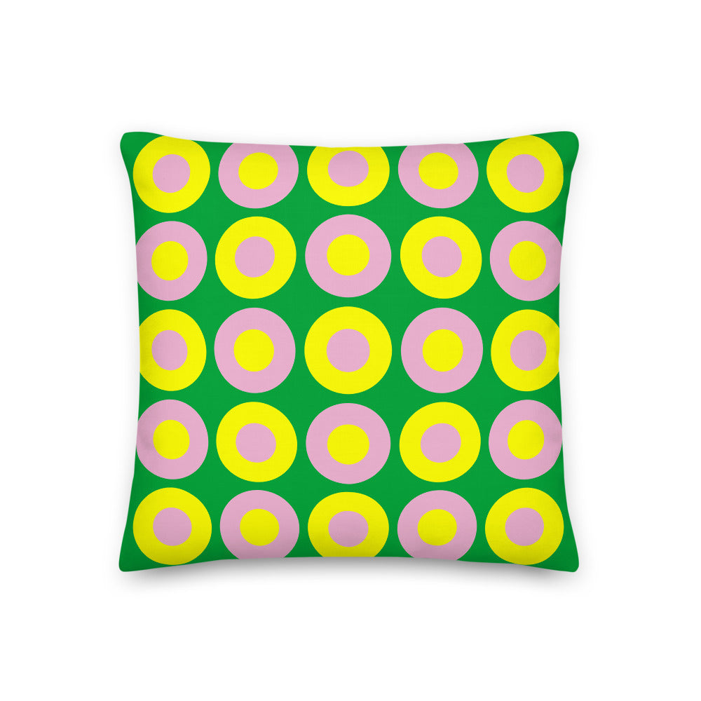 Emerald Green, Yellow & Pink Chromadot Cushions (45*45cm, 50*30cm, Or 55*55cm)
