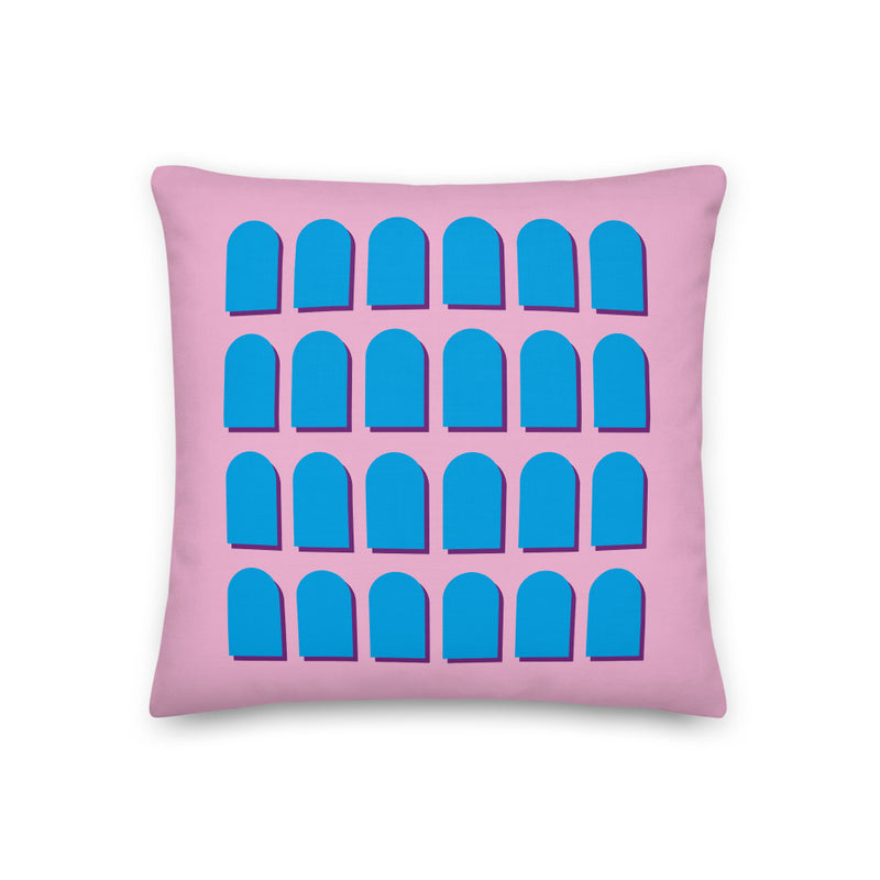 Pink Ground & Blue Arches Cushions