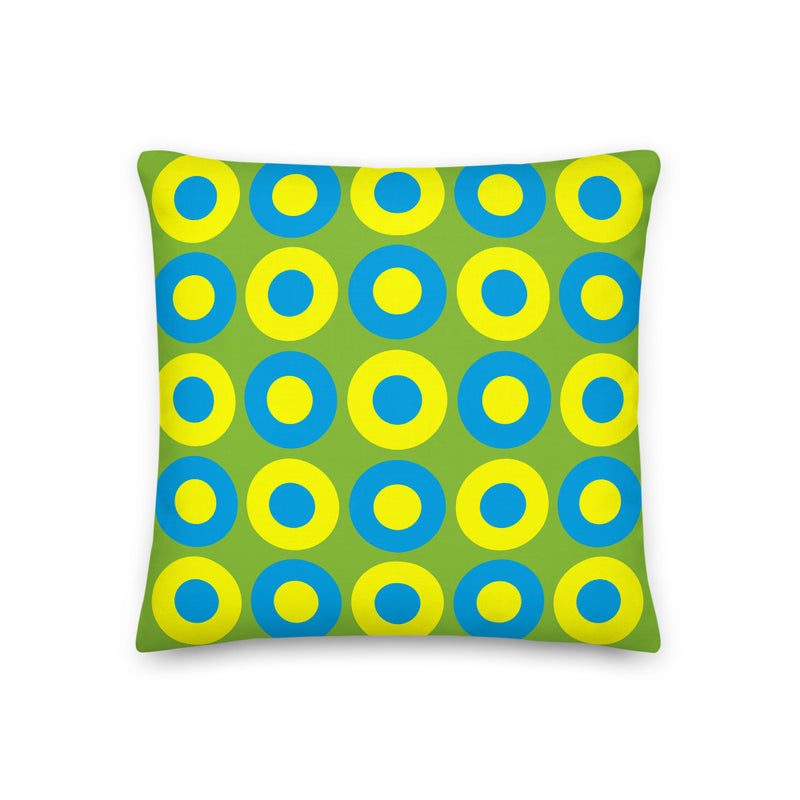 Pear Green, Blue & Yellow Chromadot Cushions (45*45cm, 50*30cm, Or 55*55cm)