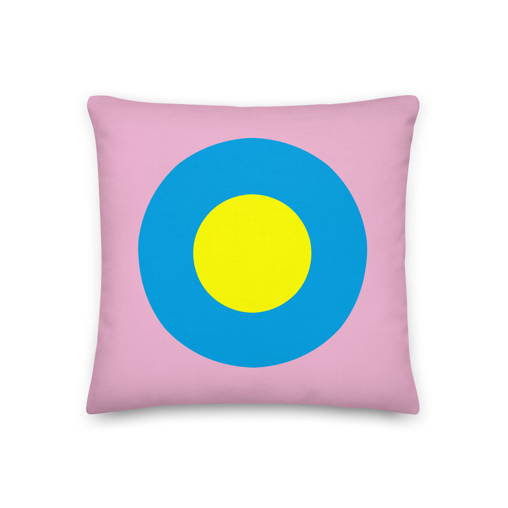Carnation Pink, Blue & Yellow Single Chromadot Cushions