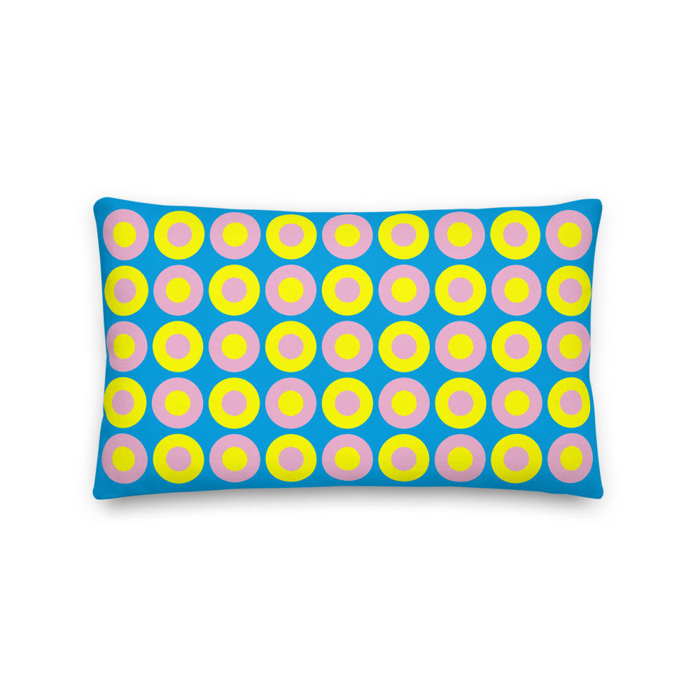 Sky Blue, Yellow & Pink Chromadot Cushions (45*45cm, 50*30cm, Or 55*55cm)