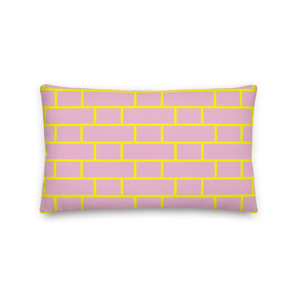 Pink & Yellow Flemish Bond Brick Cushions