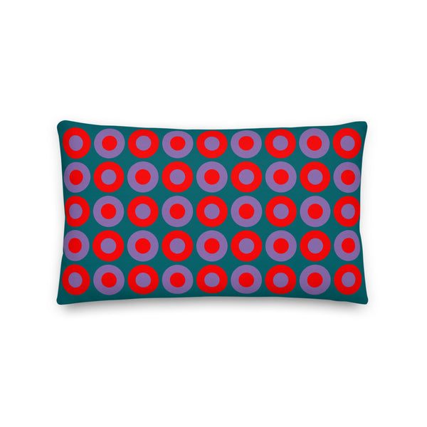 Deep Teal, Red & Purple Chromadot Cushions (45*45cm, 50*30cm, Or 55*55cm)