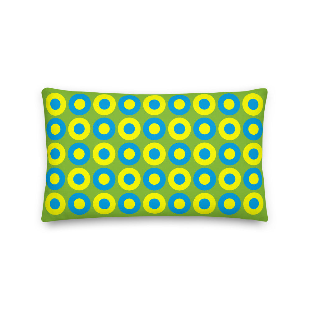 Pear Green, Blue & Yellow Chromadot Cushions (45*45cm, 50*30cm, Or 55*55cm)