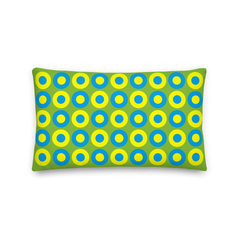 Pear Green, Blue & Yellow Chromadot Cushions (45*45cm, 50*30cm, Or 55*55cm)