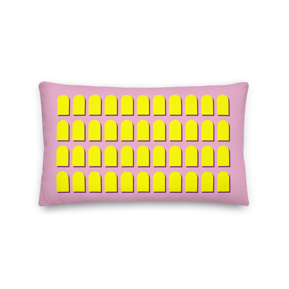 Pink Ground & Yellow Arches Cushions