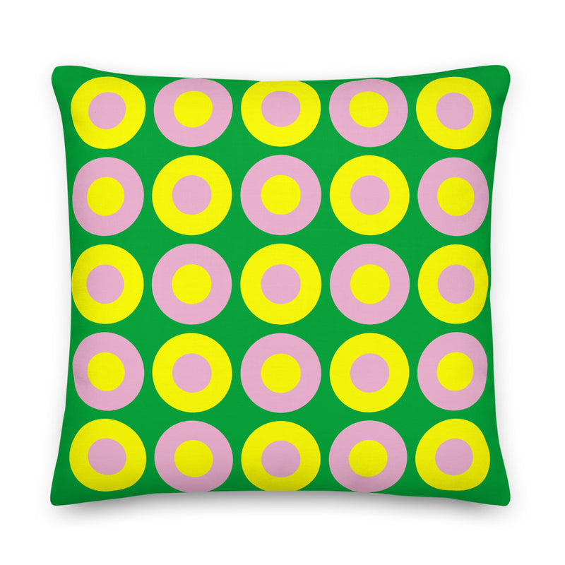Emerald Green, Yellow & Pink Chromadot Cushions (45*45cm, 50*30cm, Or 55*55cm)