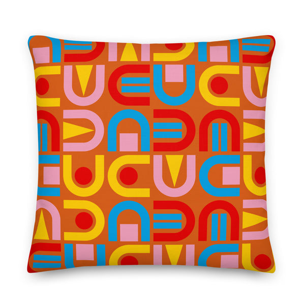 "Circuitous Circle Line" Spanish Orange Cushions