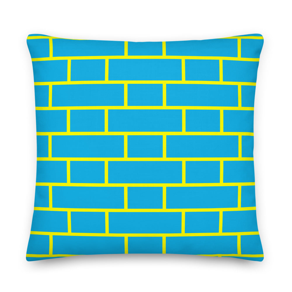 Blue & Yellow Flemish Bond Brick Cushions
