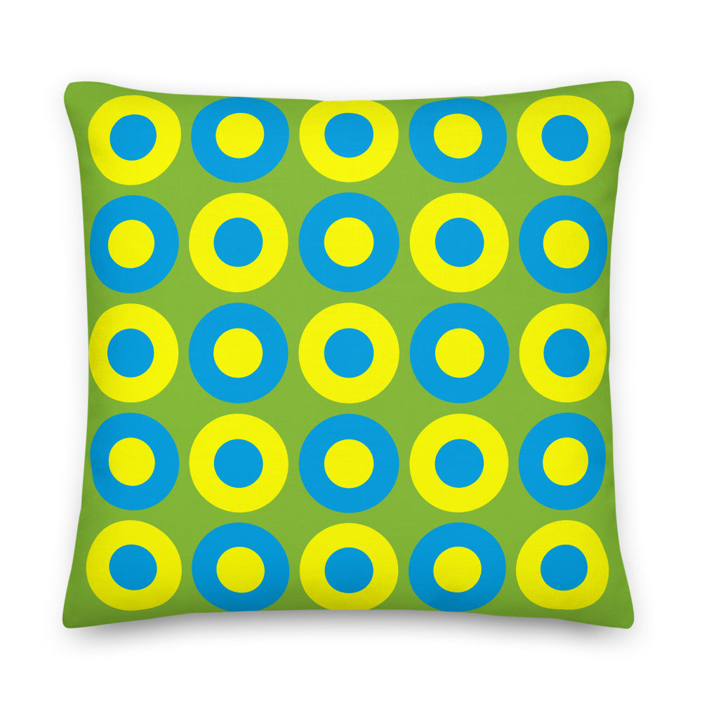 Pear Green, Blue & Yellow Chromadot Cushions (45*45cm, 50*30cm, Or 55*55cm)