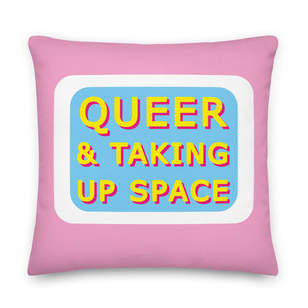 Queer & Taking Up Space Pink, Blue & White Cushions