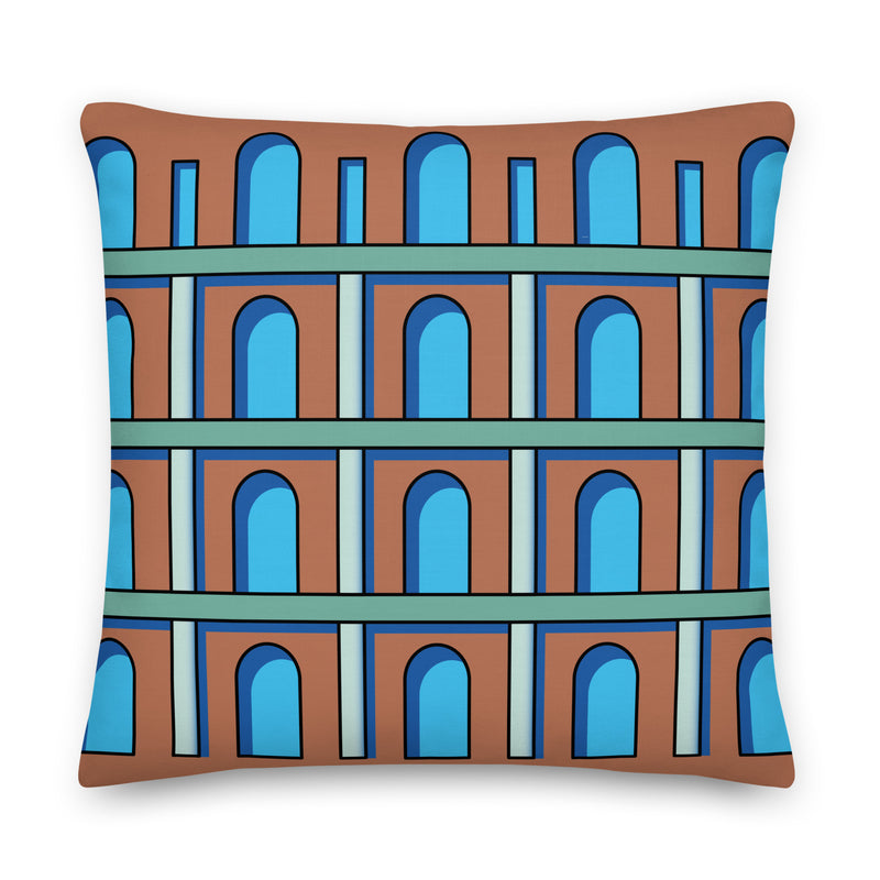 Ochre and Blue Colonnade Cushions