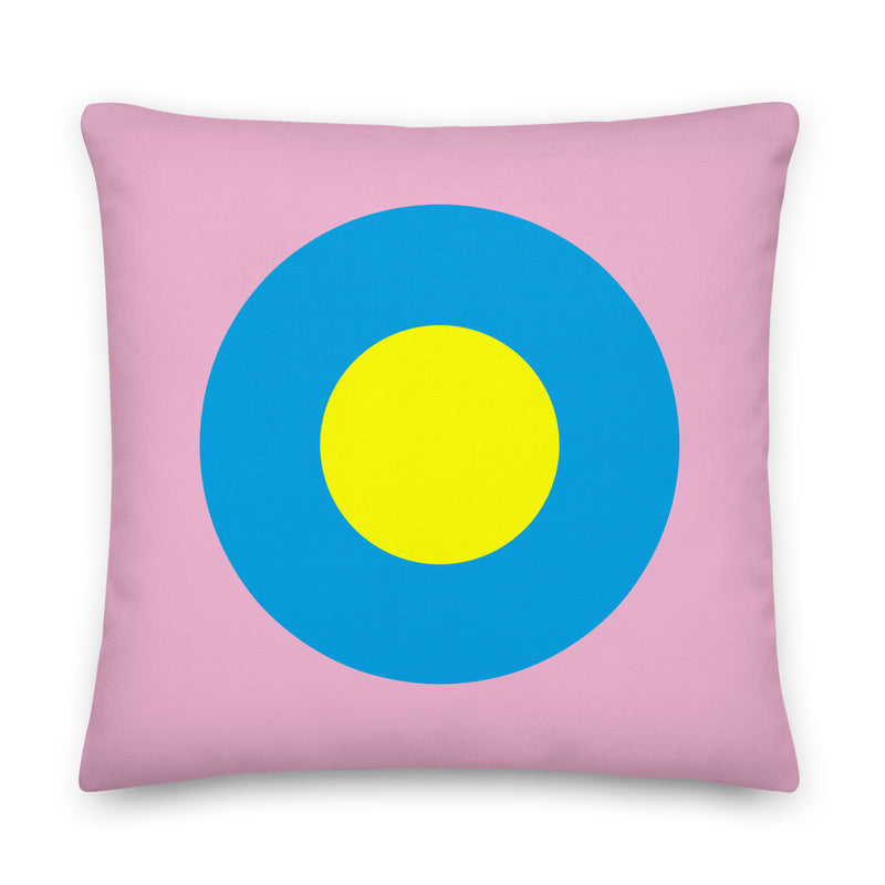 Carnation Pink, Blue & Yellow Single Chromadot Cushions