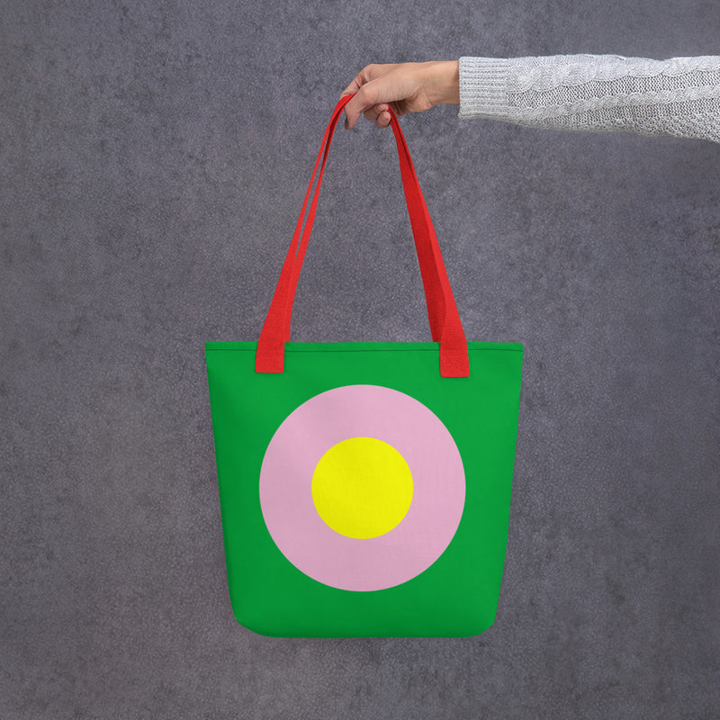 Emerald Green, Yellow & Pink Single Chromadot Tote Bag