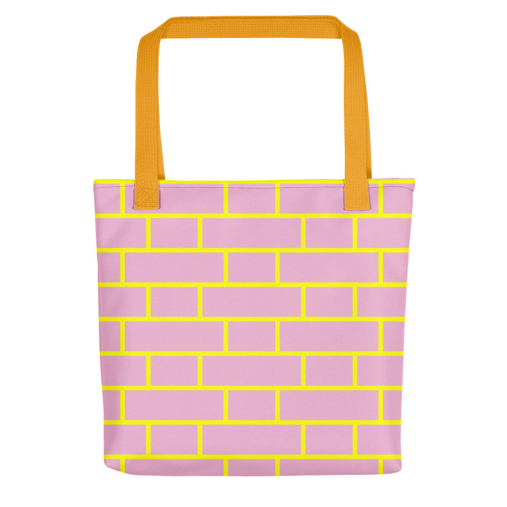 Pink & Yellow Flemish Bond Brick Tote Bags