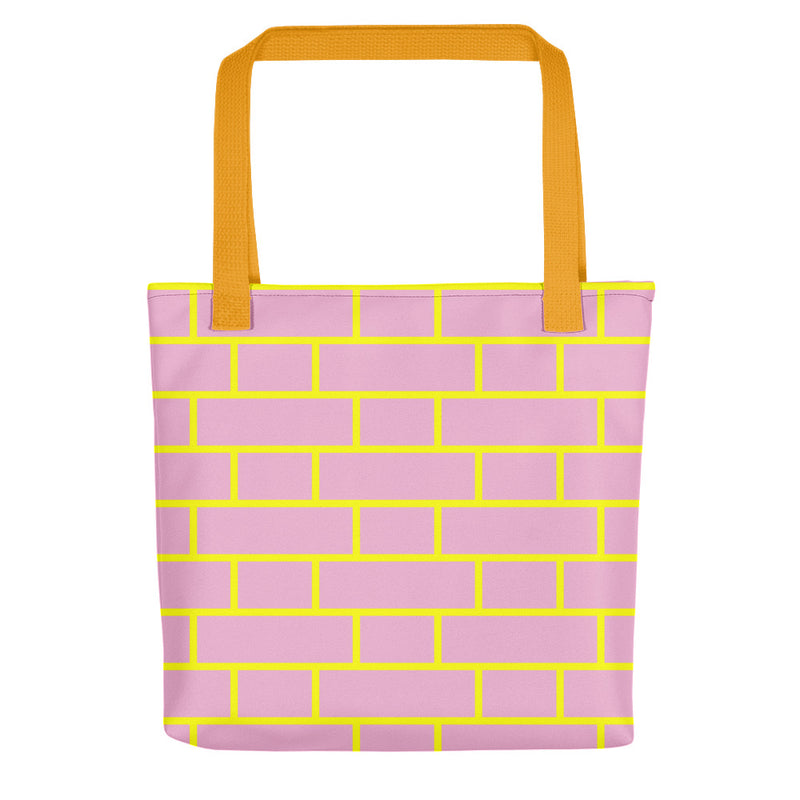 Pink & Yellow Flemish Bond Brick Tote Bags
