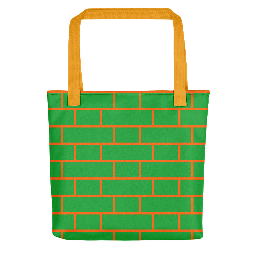Green & Orange Flemish Bond Brick Tote Bags