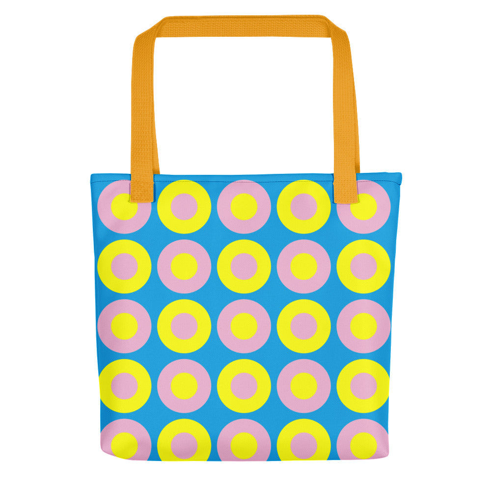 Sky Blue, Yellow & Pink Chromadot Tote Bag