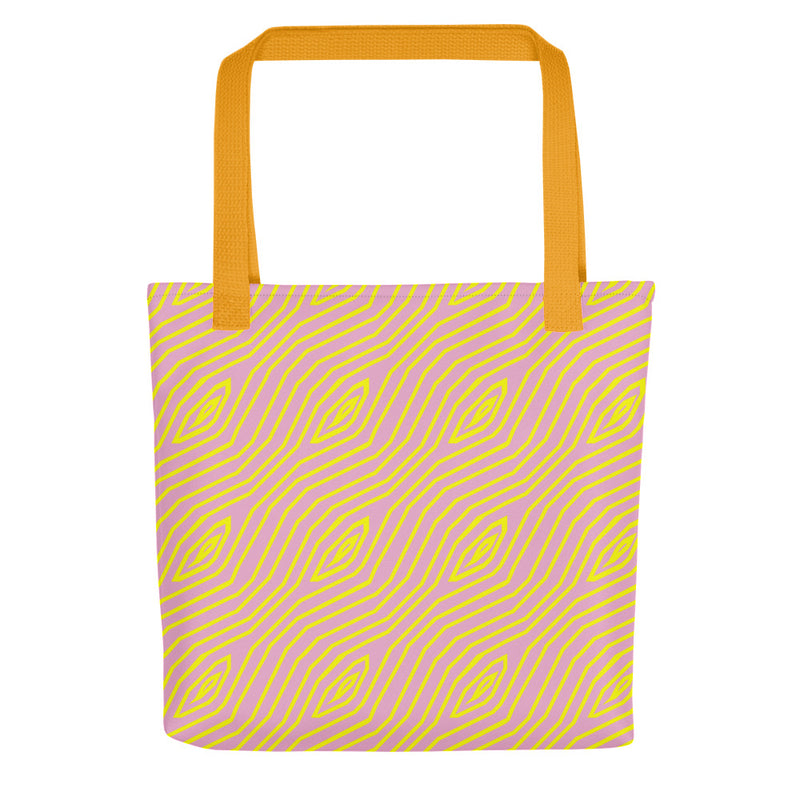 Pink & Yellow Timber Hatch Tote Bags