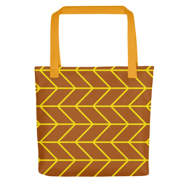 Yellow & Brown Plywood Hatch Tote Bags