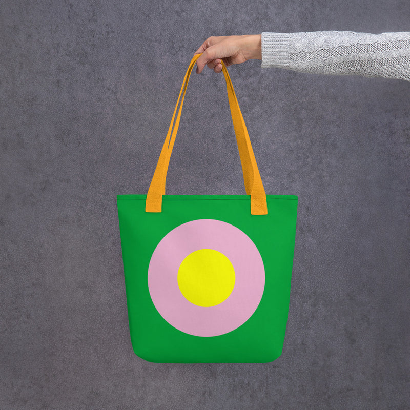 Emerald Green, Yellow & Pink Single Chromadot Tote Bag