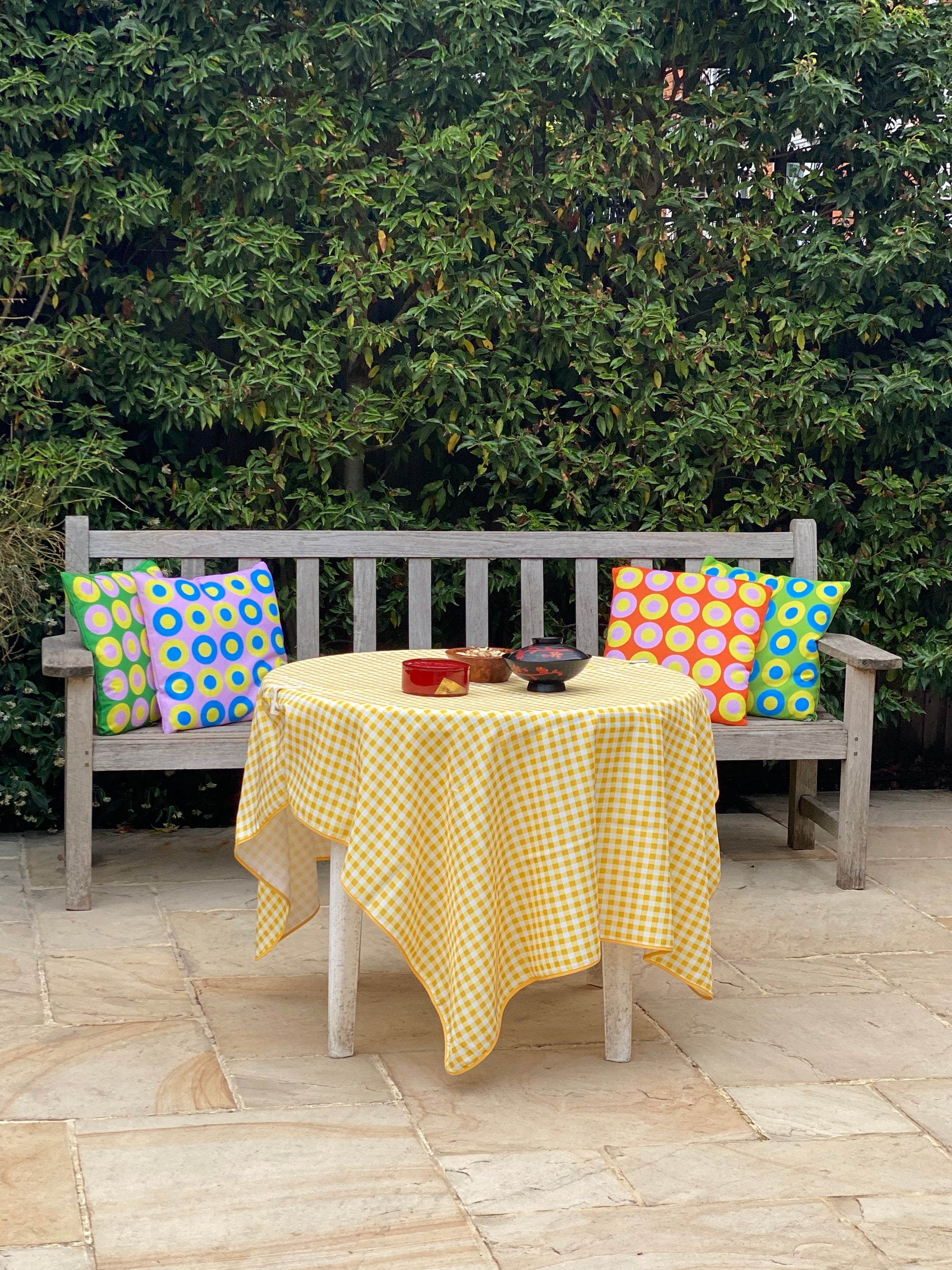 Pear Green, Blue & Yellow Chromadot Cushions (45*45cm, 50*30cm, Or 55*55cm)