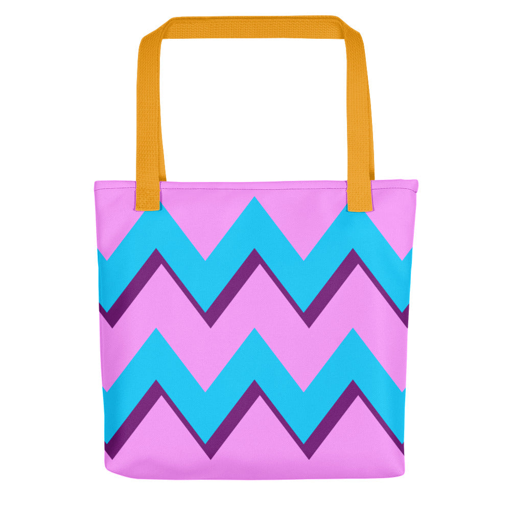 Blue & Pink Zig Zag Tote Bags