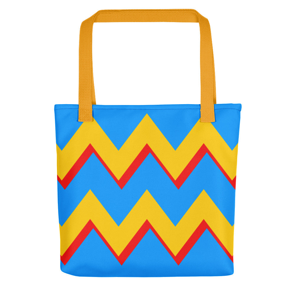 Yellow & Blue Zig Zag Tote Bags