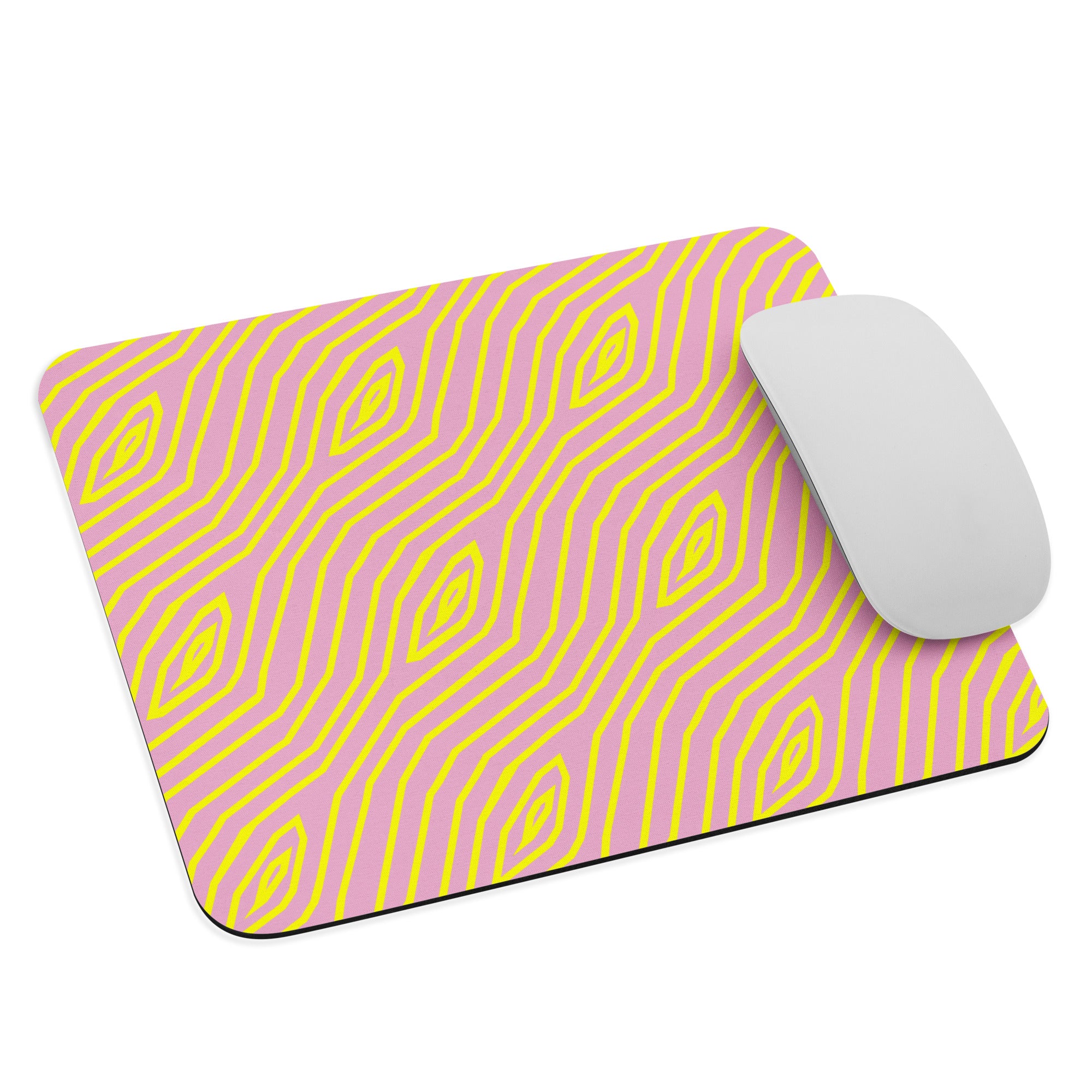 Pink & Yellow Timber Hatch Mouse Pad