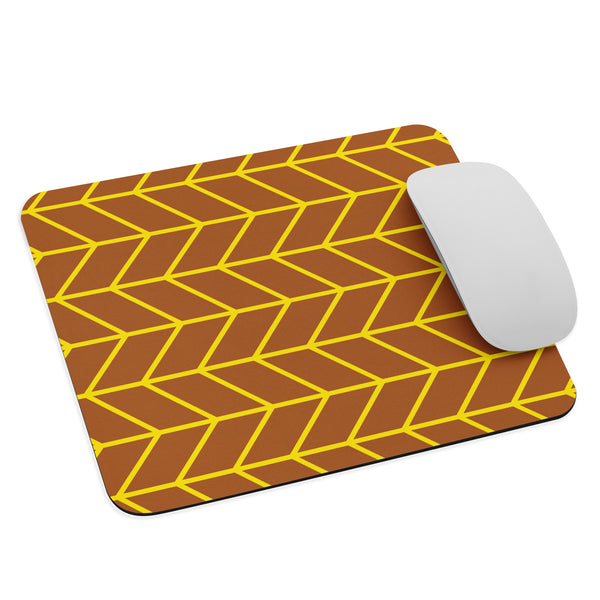 Yellow & Brown Plywood Hatch Mouse Pad