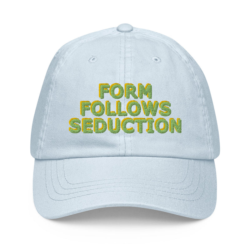 "Form Follows Seduction" Pastel Embroidered Baseball Cap