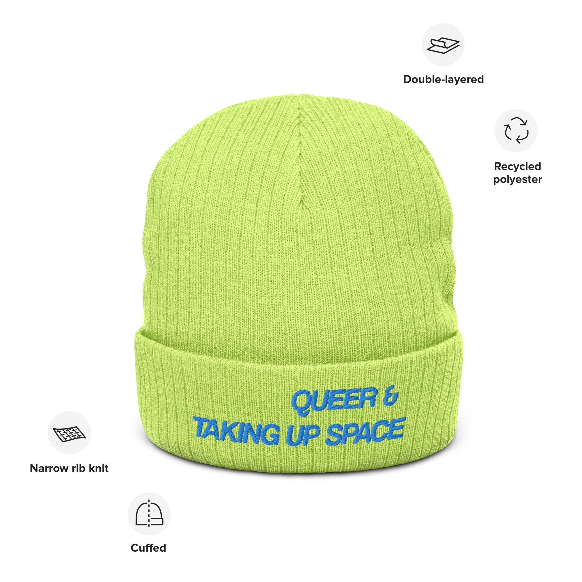 Queer & Taking Up Space Ribbed Knit Beanie