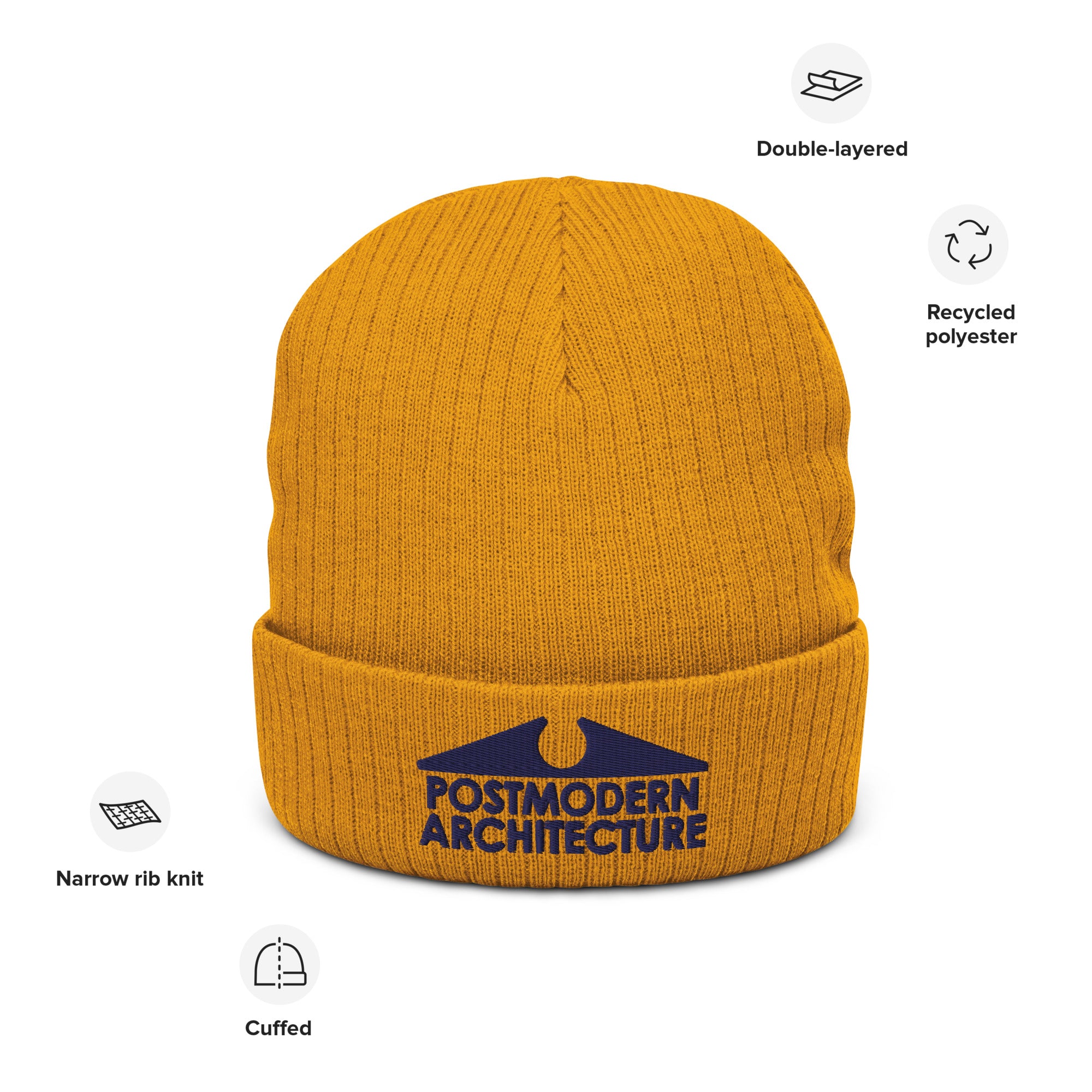 Postmodern Architecture Ribbed Knit Beanie