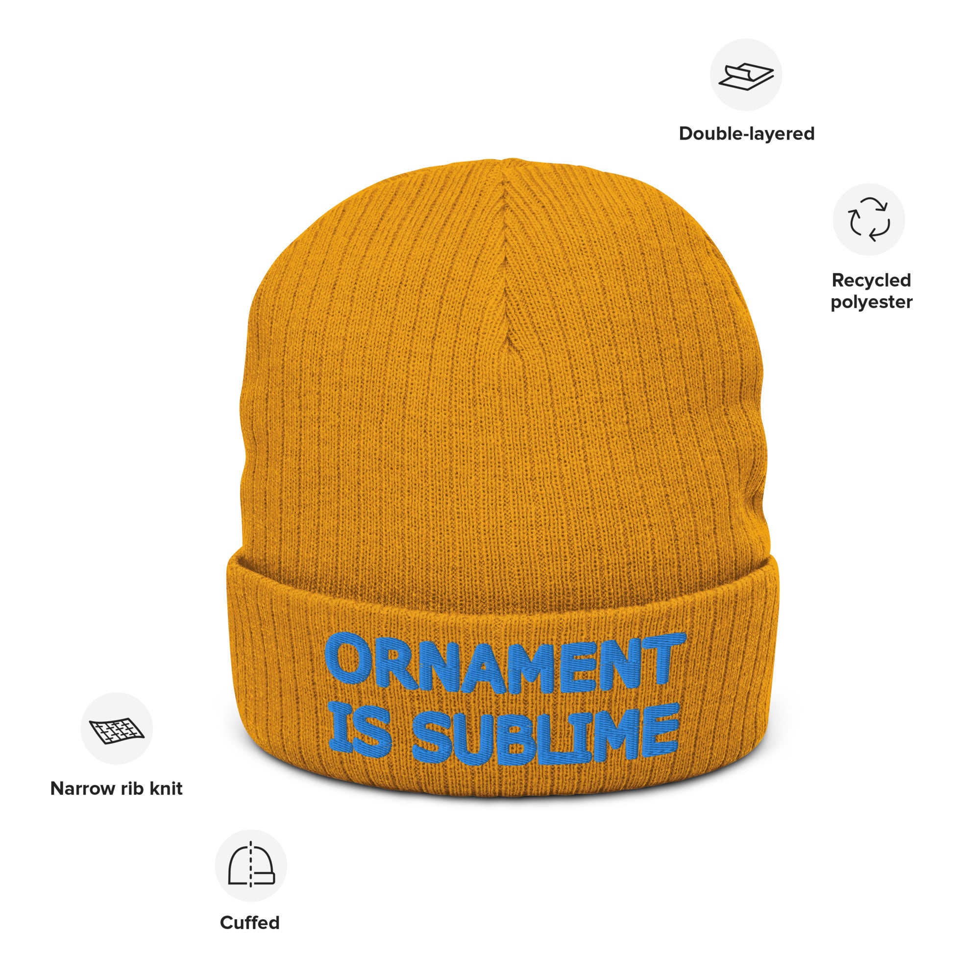 Ornament Is Sublime Ribbed Knit Beanie